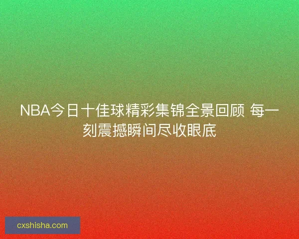 NBA今日十佳球精彩集锦全景回顾 每一刻震撼瞬间尽收眼底